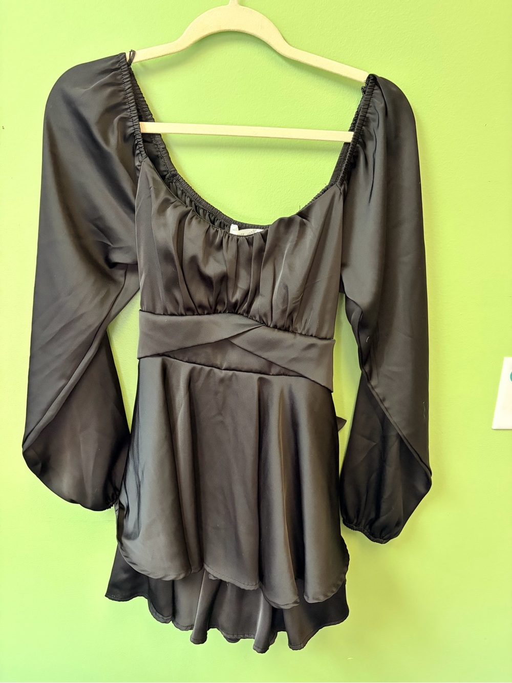Altar'd State Black Satin Peplum Mini Dress